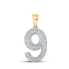 10kt Yellow Gold Men's Round Diamond Number 9 Charm Pendant - Splendid Jewellery