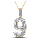 10kt Yellow Gold Men's Round Diamond Number 9 Charm Pendant - Captivating Elegance - Splendid Jewellery