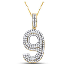 Load image into Gallery viewer, 10kt Yellow Gold Men's Round Diamond Number 9 Charm Pendant - Captivating Elegance - Splendid Jewellery
