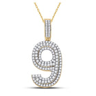 10kt Yellow Gold Men's Round Diamond Number 9 Charm Pendant - Captivating Elegance - Splendid Jewellery