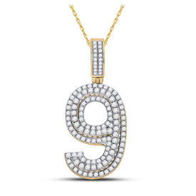 10kt Yellow Gold Men's Round Diamond Number 9 Charm Pendant - Captivating Elegance - Splendid Jewellery