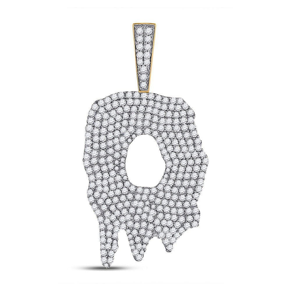 10kt Yellow Gold Men's Round Diamond O Drip Letter Charm Pendant 3 - 1/5 Cttw | Splendid Jewellery - Splendid Jewellery