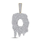 10kt Yellow Gold Men's Round Diamond O Drip Letter Charm Pendant 3 - 1/5 Cttw | Splendid Jewellery - Splendid Jewellery