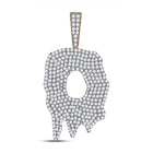 10kt Yellow Gold Men's Round Diamond O Drip Letter Charm Pendant 3 - 1/5 Cttw | Splendid Jewellery - Splendid Jewellery