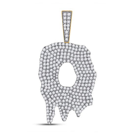 10kt Yellow Gold Men's Round Diamond O Drip Letter Charm Pendant 3 - 1/5 Cttw | Splendid Jewellery - Splendid Jewellery