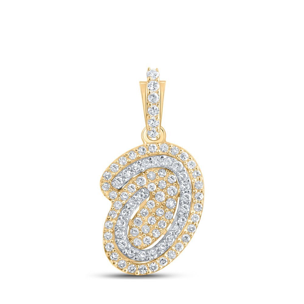 10kt Yellow Gold Men's Round Diamond O Initial Charm Pendant 1/5 Cttw - A Dazzling Statement Piece for Gentlemen - Splendid Jewellery