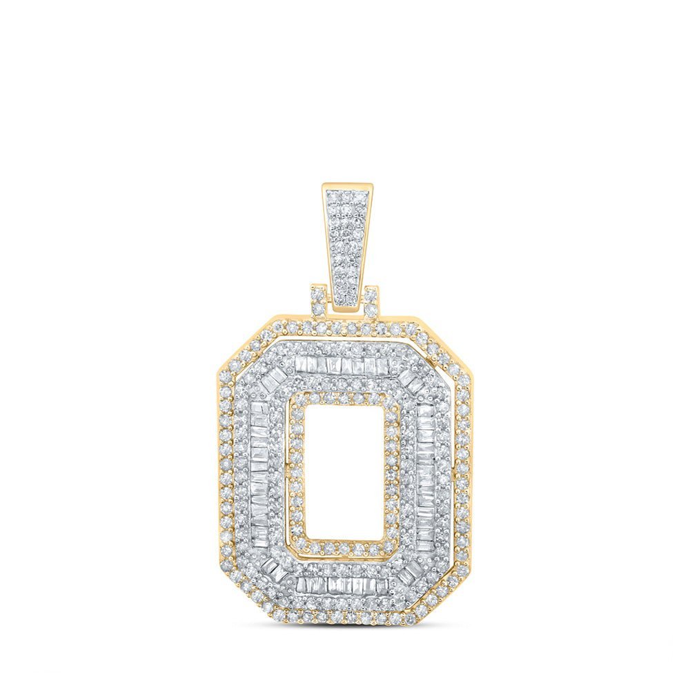 10kt Yellow Gold Men's Round Diamond O Initial Letter Charm Pendant 1 - 1/5 Cttw | Splendid Jewellery - Splendid Jewellery