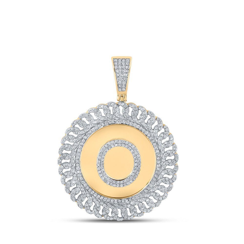 10kt Yellow Gold Men's Round Diamond O Letter Charm Pendant 1 - 1/5 Cttw | Splendid Jewellery - Splendid Jewellery