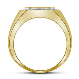 10kt Yellow Gold Men's Round Diamond Octagon Cluster Ring - Captivating Brilliance - Splendid Jewellery