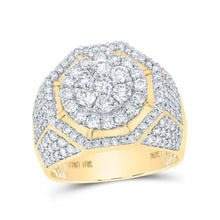 Load image into Gallery viewer, 10kt Yellow Gold Men's Round Diamond Octagon Cluster Ring - Exquisite Brilliance - Splendid Jewellery