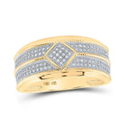 10kt Yellow Gold Men's Round Diamond Offset Square Band Ring 1/3 Cttw | Splendid Jewellery - Splendid Jewellery