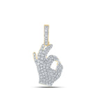 10kt Yellow Gold Men's Round Diamond OK Hand Gesture Charm Pendant 1 - 3/4 Cttw | Splendid Jewellery - Splendid Jewellery