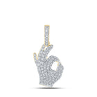 10kt Yellow Gold Men's Round Diamond OK Hand Gesture Charm Pendant 1 - 3/4 Cttw | Splendid Jewellery - Splendid Jewellery