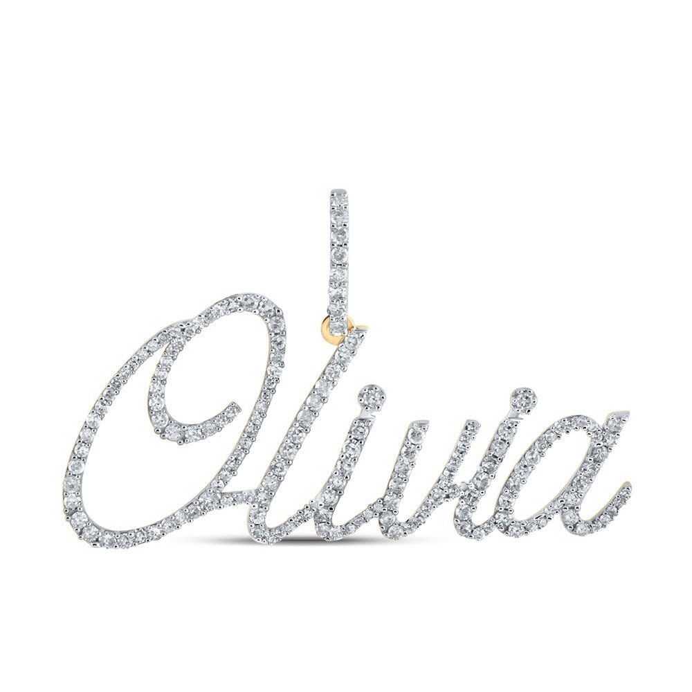10kt Yellow Gold Men's Round Diamond Olivia Charm Pendant - 7/8 Cttw - Splendid Jewellery