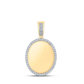 10kt Yellow Gold Men's Round Diamond Oval Memory Charm Pendant - 1 - 5/8 Cttw | Splendid Jewellery - Splendid Jewellery