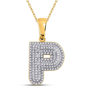 10kt Yellow Gold Men's Round Diamond P Initial Letter Charm Pendant 1/2 Cttw - A Dazzling Statement of Style - Splendid Jewellery