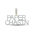10kt Yellow Gold Men's Round Diamond Paper Chasin Charm Pendant - 5/8 Cttw - Splendid Jewellery