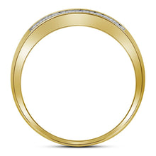 Load image into Gallery viewer, 10kt Yellow Gold Men&#39;s Round Diamond Pave Band Ring 1/6 Cttw - Dazzling Elegance product Side View from Splendid Jewellery