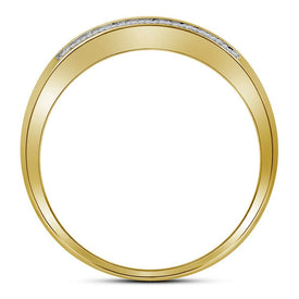 10kt Yellow Gold Men's Round Diamond Pave Band Ring 1/6 Cttw - Dazzling Elegance - Splendid Jewellery