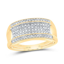 Load image into Gallery viewer, 10kt Yellow Gold Men's Round Diamond Pave Band Ring 1/6 Cttw - Dazzling Elegance - Splendid Jewellery