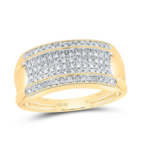 10kt Yellow Gold Men's Round Diamond Pave Band Ring 1/6 Cttw - Dazzling Elegance - Splendid Jewellery