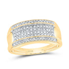 10kt Yellow Gold Men's Round Diamond Pave Band Ring 1/6 Cttw - Dazzling Elegance product  Top View from Splendid Jewellery