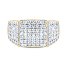 Load image into Gallery viewer, 10kt Yellow Gold Mens Round Diamond Pave Square Ring - Exquisite Brilliance product Side View 2 from Splendid Jewellery