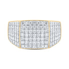 10kt Yellow Gold Mens Round Diamond Pave Square Ring - Exquisite Brilliance - Splendid Jewellery