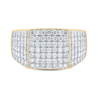 10kt Yellow Gold Mens Round Diamond Pave Square Ring - Exquisite Brilliance - Splendid Jewellery