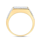 10kt Yellow Gold Mens Round Diamond Pave Square Ring - Exquisite Brilliance product  Top View from Splendid Jewellery