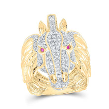 Load image into Gallery viewer, 10kt Yellow Gold Men's Round Diamond Pegasus Animal Ring - Exquisite Jewelry - Splendid Jewellery