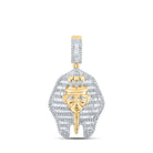 10kt Yellow Gold Men's Round Diamond Pharaoh Charm Pendant 1 - 1/4 Cttw - Majestic Egyptian - inspired Diamond Pendant for Men by Splendid Jewellery - Splendid Jewellery