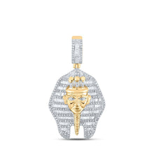Load image into Gallery viewer, 10kt Yellow Gold Men's Round Diamond Pharaoh Charm Pendant 1 - 1/4 Cttw - Majestic Egyptian - inspired Diamond Pendant for Men by Splendid Jewellery - Splendid Jewellery