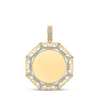 10kt Yellow Gold Men's Round Diamond Picture Memory Octagon Charm Pendant 1/4 Cttw | Splendid Jewellery - Splendid Jewellery