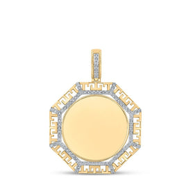 10kt Yellow Gold Men's Round Diamond Picture Memory Octagon Charm Pendant 1/4 Cttw | Splendid Jewellery - Splendid Jewellery