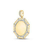 10kt Yellow Gold Men's Round Diamond Picture Memory Octagon Charm Pendant 1/4 Cttw | Splendid Jewellery - Splendid Jewellery