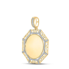 10kt Yellow Gold Men's Round Diamond Picture Memory Octagon Charm Pendant 1/4 Cttw | Splendid Jewellery - Splendid Jewellery