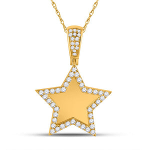 10kt Yellow Gold Mens Round Diamond Picture Memory Star Charm Pendant - 7/8 Cttw | Splendid Jewellery - Splendid Jewellery