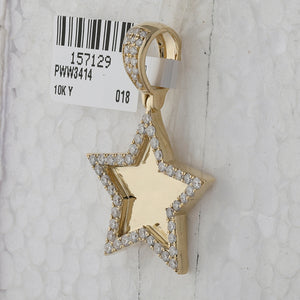 10kt Yellow Gold Mens Round Diamond Picture Memory Star Charm Pendant - 7/8 Cttw | Splendid Jewellery - Splendid Jewellery