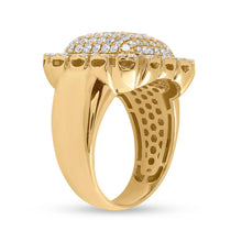 Load image into Gallery viewer, 10kt Yellow Gold Men&#39;s Round Diamond Pillow Cluster Ring 2-1/2 Cttw | Exquisite Jewellery product Side View from Splendid Jewellery