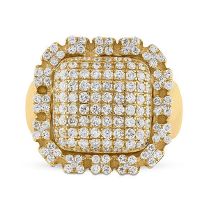 10kt Yellow Gold Men's Round Diamond Pillow Cluster Ring 2 - 1/2 Cttw | Exquisite Jewellery - Splendid Jewellery