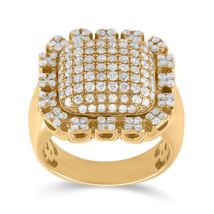 10kt Yellow Gold Men's Round Diamond Pillow Cluster Ring 2 - 1/2 Cttw | Exquisite Jewellery - Splendid Jewellery