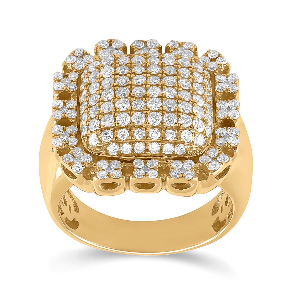 10kt Yellow Gold Men's Round Diamond Pillow Cluster Ring 2 - 1/2 Cttw | Exquisite Jewellery - Splendid Jewellery