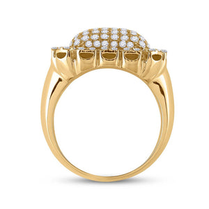 10kt Yellow Gold Men's Round Diamond Pillow Cluster Ring 2 - 1/2 Cttw | Exquisite Jewellery - Splendid Jewellery