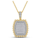 10kt Yellow Gold Men's Round Diamond Pillow Cushion Charm Pendant - 2 - 1/3 Cttw - Splendid Jewellery