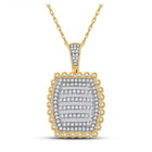 10kt Yellow Gold Men's Round Diamond Pillow Cushion Charm Pendant - 2 - 1/3 Cttw - Splendid Jewellery