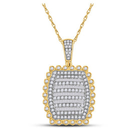 10kt Yellow Gold Men's Round Diamond Pillow Cushion Charm Pendant - 2 - 1/3 Cttw - Splendid Jewellery