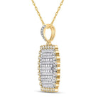 10kt Yellow Gold Men's Round Diamond Pillow Cushion Charm Pendant - 2 - 1/3 Cttw - Splendid Jewellery