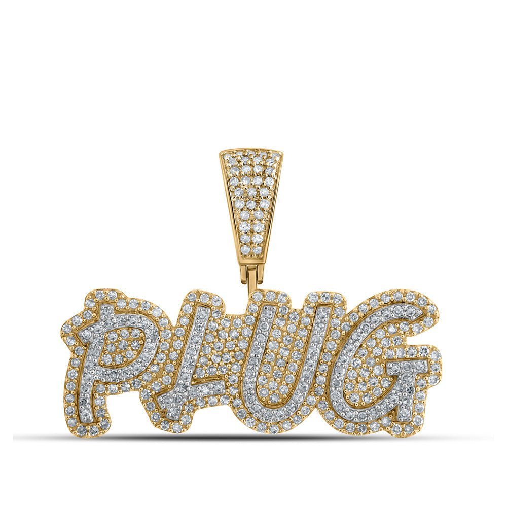 10kt Yellow Gold Men's Round Diamond Plug Charm Pendant - 3/4 Cttw | Splendid Jewellery - Splendid Jewellery