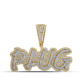 10kt Yellow Gold Men's Round Diamond Plug Charm Pendant - 3/4 Cttw | Splendid Jewellery - Splendid Jewellery
